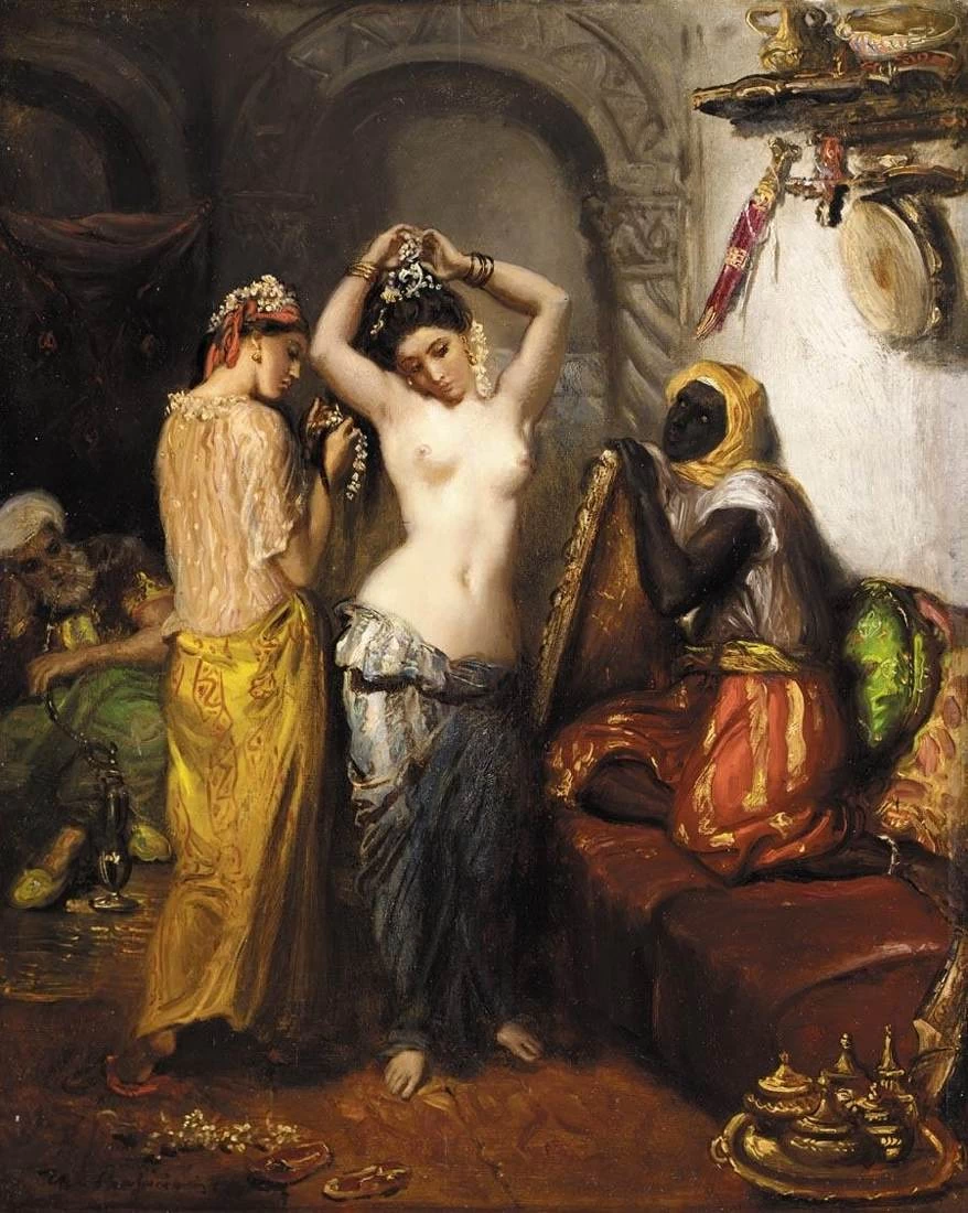 Interni orientalisti, nudo in un harem